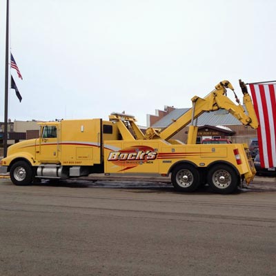 Bock's Servic yellow heavy-duty tow truck